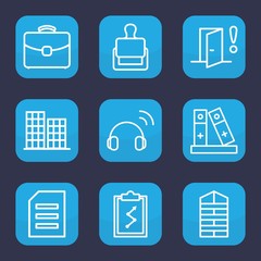 Set of 9 outline office icons