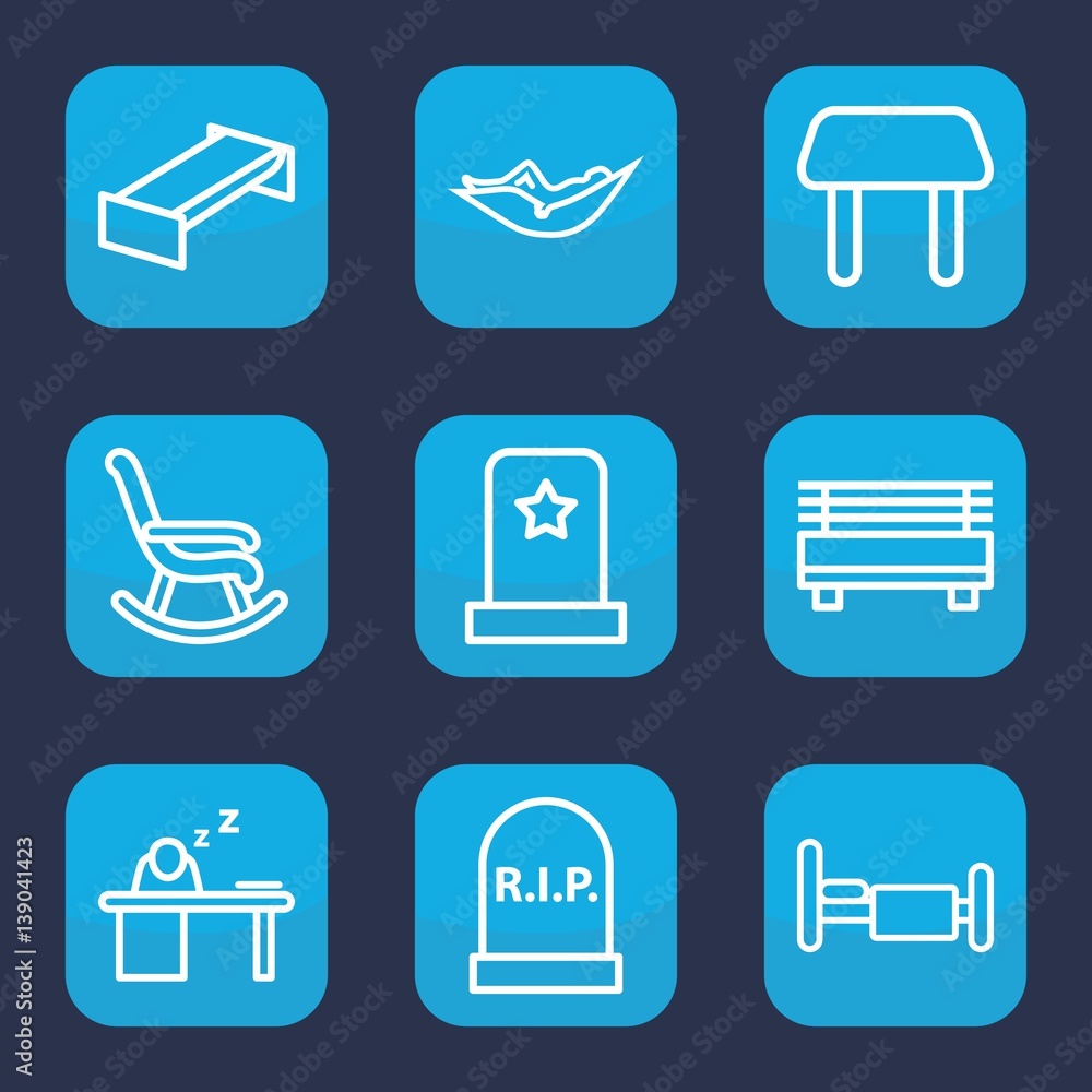 Poster set of 9 outline rest icons