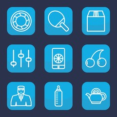 Set of 9 outline closeup icons