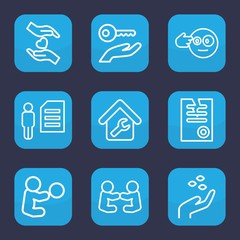 Set of 9 outline holding icons