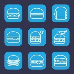 Set of 9 outline bun icons