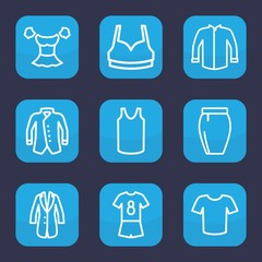 Set of 9 outline shirt icons