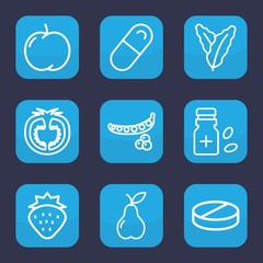 Set of 9 outline vitamin icons