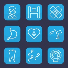 Set of 9 outline medicine icons