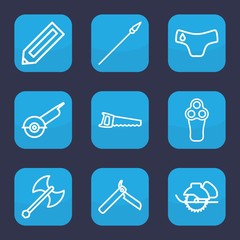 Set of 9 outline sharp icons