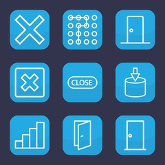 Set of 9 outline exit icons