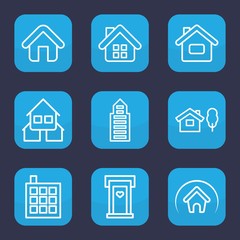 Set of 9 outline residential icons