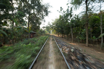 Fototapeta premium Riding the Bamboo Train in Battambang, Cambodia