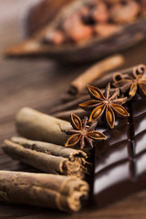 Cinnamon and anise, Dark chocolate with candy sweet