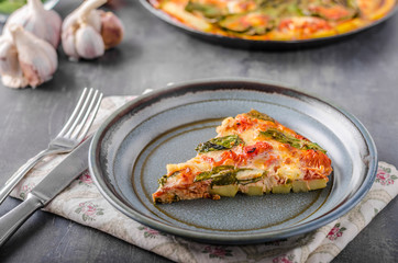 Vegetable frittata in oven