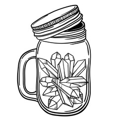 Print with a beautiful jar of crystal and diamond inside. vector illustration. a cocktail at the bar.