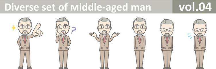 Obraz premium Diverse set of middle-aged man, EPS10 vol.04
