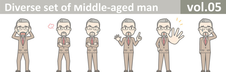 Diverse set of middle-aged man, EPS10 vol.05