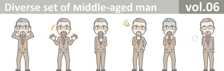 Fototapeta na wymiar Diverse set of middle-aged man, EPS10 vol.06