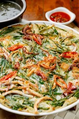 korean style seafood pancake plate