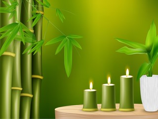 Spa background with bamboo and candles