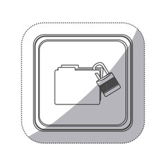 sticker monochrome silhouette square button with folder wit paclock closed vector illustration