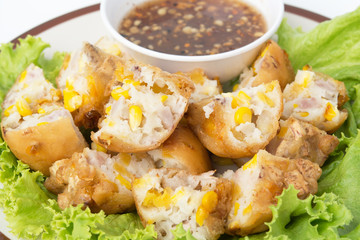 Fried Tofu and  sauce in plate