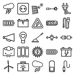 Set of 25 electricity outline icons