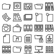 Set of 25 folder outline icons
