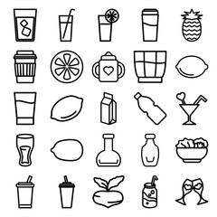 Set of 25 juice outline icons