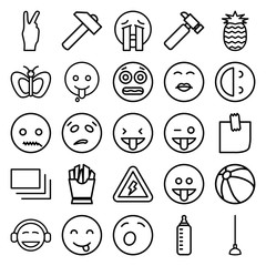 Set of 25 yellow outline icons