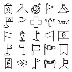Set of 25 flag outline icons