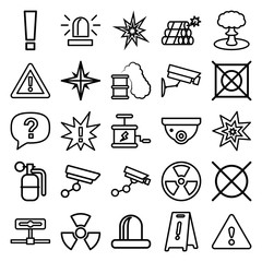 Set of 25 caution outline icons