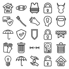 Set of 25 protection outline icons