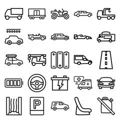 Set of 25 car outline icons