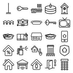 Set of 25 home outline icons