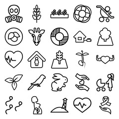 Set of 25 life outline icons