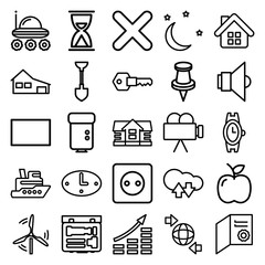 Set of 25 simple outline icons