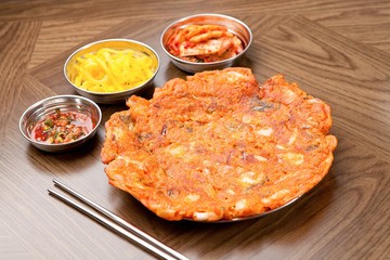 korean style kimchi pancake plate