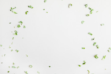 Frame of green leaves on a white background - for menu design