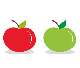 two cute red and green apple