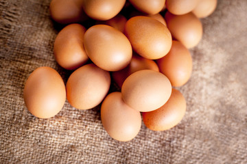 Eggs on wooden  background closeup