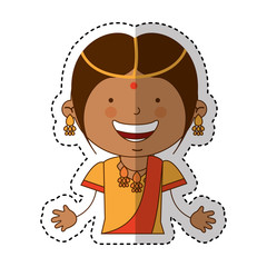 hindu little girl character vector illustration design