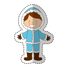 cute boy with winter clothes vector illustration design