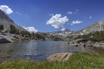 Sierra Summer Lake - Clear Sierra Nevada mountain lake on Pacific Crest Trail. 
