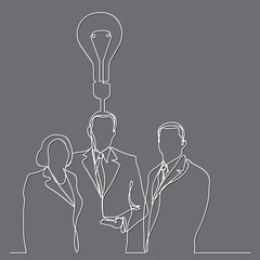 continuous line drawing of business executives with idea