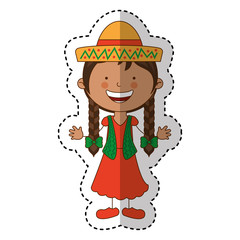 mexican little girl character vector illustration design