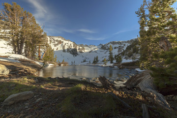 Sierra Glacier River - Melting glacier water in Sierra Nevada on the pacific crest trail.