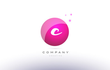 c sphere pink 3d hand written alphabet letter logo