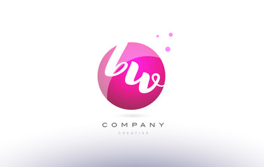 bw b w  sphere pink 3d hand written alphabet letter logo