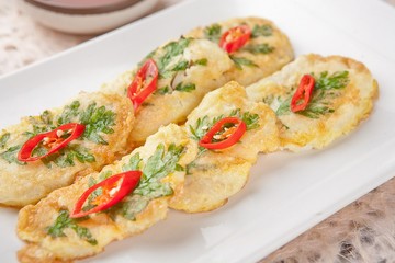 korean style fish pancake plate