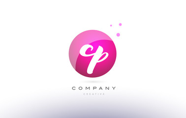 cp c p  sphere pink 3d hand written alphabet letter logo