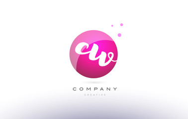 cw c w  sphere pink 3d hand written alphabet letter logo