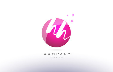 hh h h  sphere pink 3d hand written alphabet letter logo