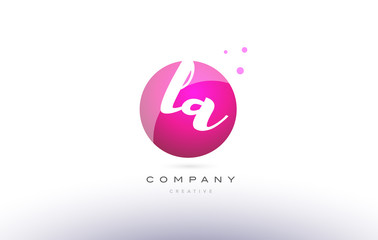 la l a  sphere pink 3d hand written alphabet letter logo